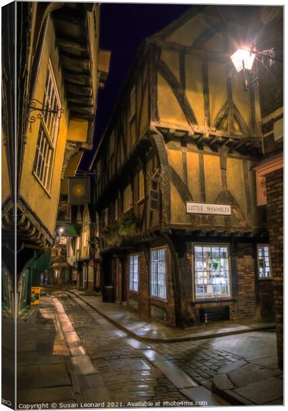 York Shambles by Night Canvas Print by Susan Leonard