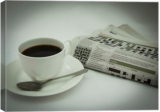 BLACK COFFEE & NEWS PAPER Canvas Print by David Pacey