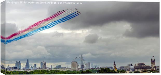 Red Arrows flying over Buckingham Palace Canvas Print by Phil Robinson