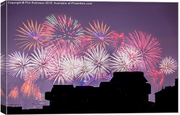  London Fireworks 2014/15 Canvas Print by Phil Robinson
