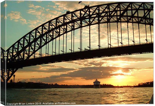 Sydney Harbour Bridge Sunset Canvas Print by Ian Lintern
