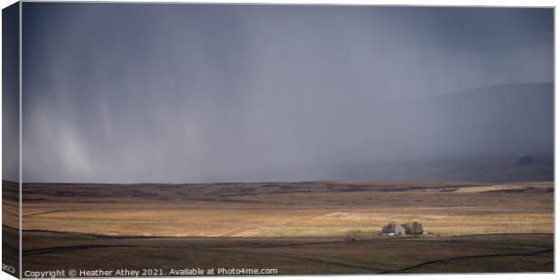 Snow shower above Rotherhope moor Canvas Print by Heather Athey