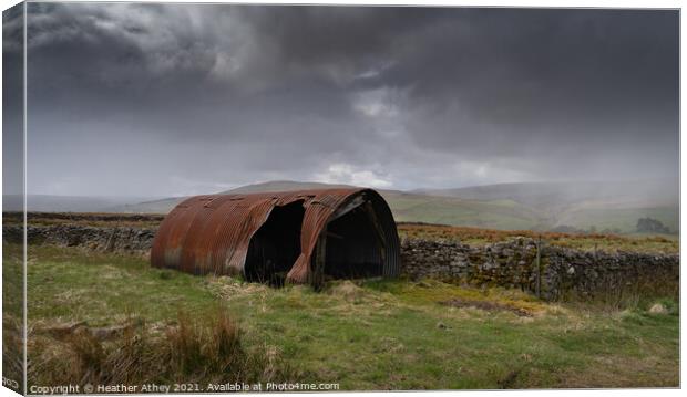 rusty old shed in North Pennine AONB Canvas Print by Heather Athey