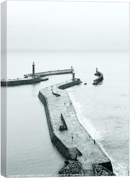Whitby Pier Canvas Print by Heather Athey