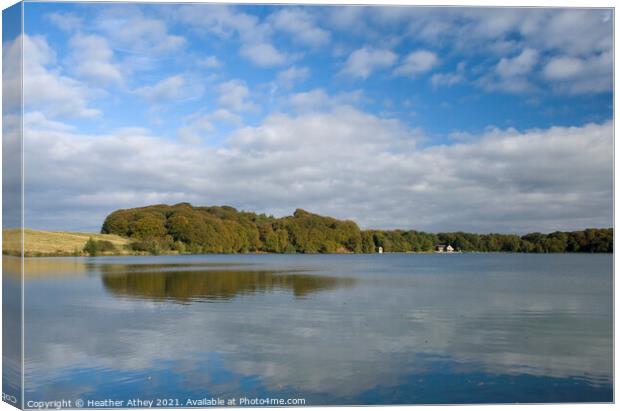 Reflections at Talkin Tarn Canvas Print by Heather Athey