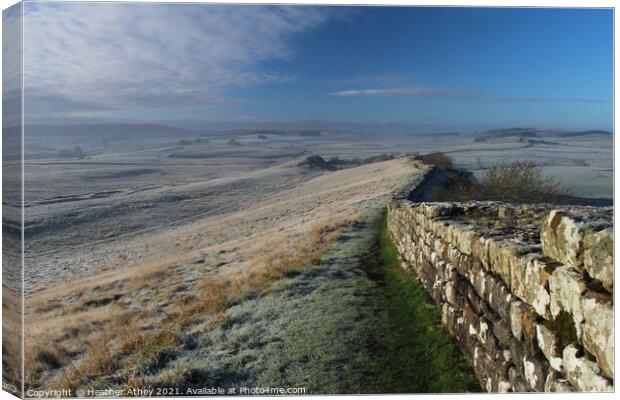 Frosty morning, Hadrian's Wall Canvas Print by Heather Athey