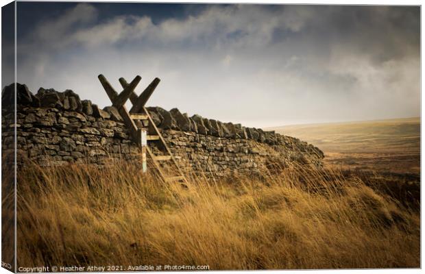 Stile over Dry stone wall Canvas Print by Heather Athey