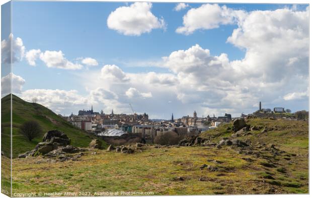 A view of Edinburgh from Salisbury crags Canvas Print by Heather Athey