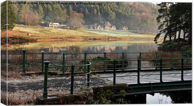  Misty winter morning. Cragside House & Manor,Nort Canvas Print by andrew pearson