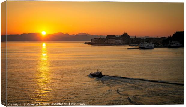 Sunrise in Corfu Canvas Print by Graeme B