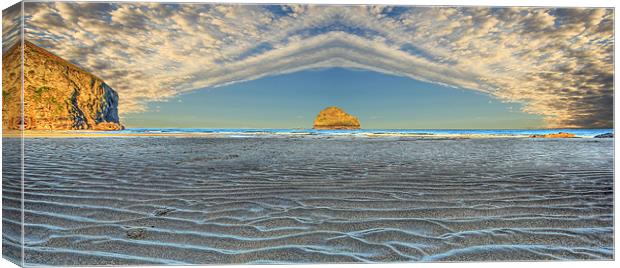 Trebarwith Strand Panorama Canvas Print by Dave Bell