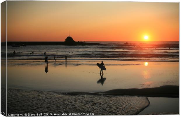 Sunset Surfer Dude Canvas Print by Dave Bell