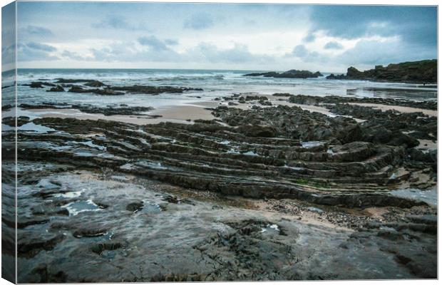 Rocky Shoreline Canvas Print by Dave Bell