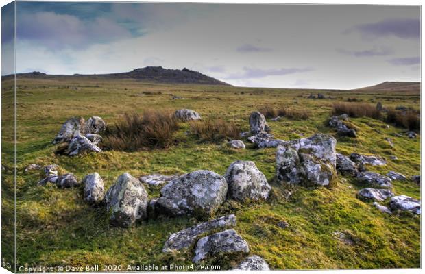 Ancient Hut Circles On Bodmin Moor, Canvas Print by Dave Bell
