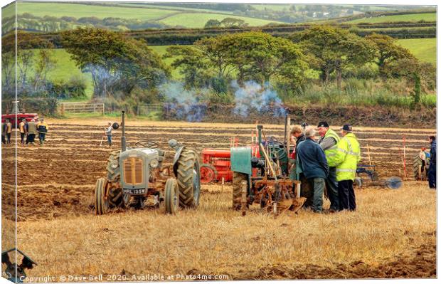 Vintage Tractor Ploughing  Match Canvas Print by Dave Bell