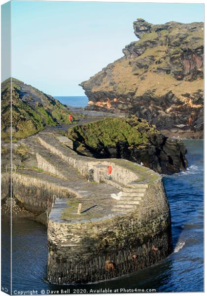 Boscastle Harbour Entrance. Canvas Print by Dave Bell