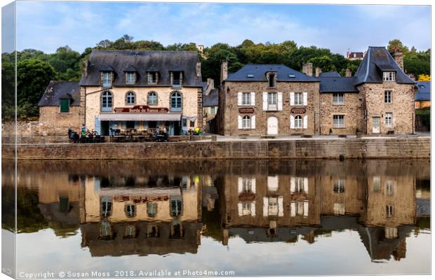 Rance River Reflections Dinan Brittany France  Canvas Print by Susan Moss