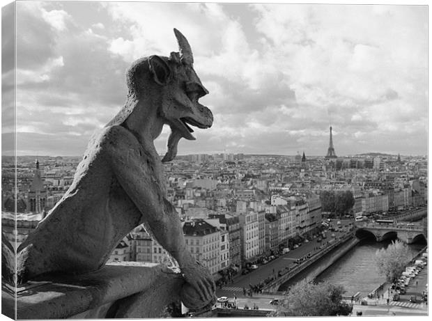 Paris - Notre Dame Gargoyle Canvas Print by Catherine Kiely