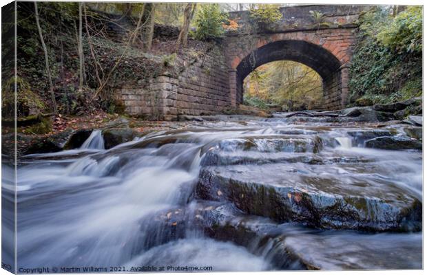 Bridge over May Beck, Sneaton Forest, Near Whitby Canvas Print by Martin Williams