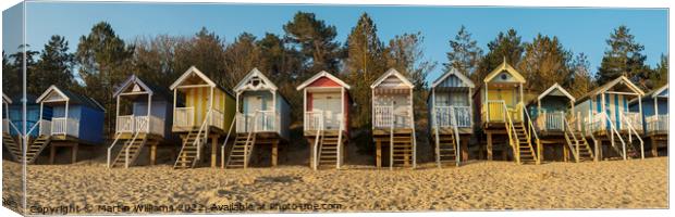 Panoramic of the Beach huts at Wells Next the Sea, Norfolk Canvas Print by Martin Williams