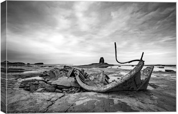 Shipwreck at Saltwick Bay, North Yorkshire Canvas Print by Martin Williams