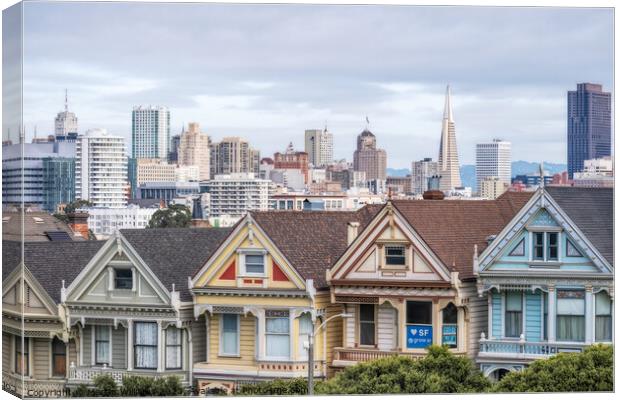 Painted Ladies row of victorian houses Alamo Square, San Francis Canvas Print by Martin Williams