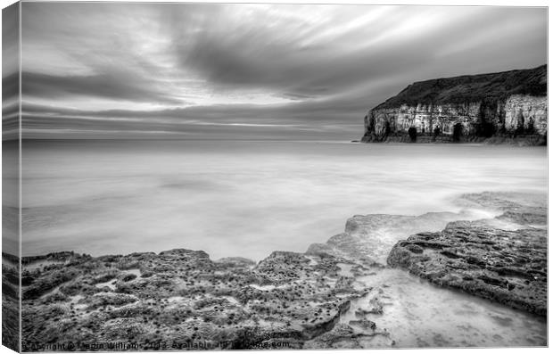 Thornwick Bay -Mono Canvas Print by Martin Williams