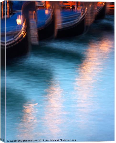 Venice Gondola Reflections Canvas Print by Martin Williams