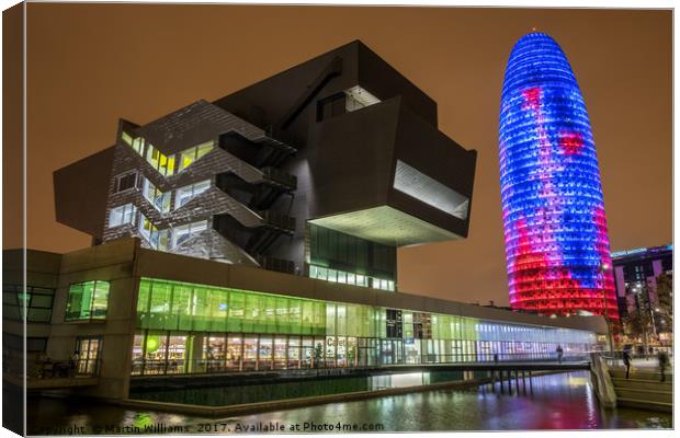 Design Museum and Torre Agbar, Barcelona Canvas Print by Martin Williams