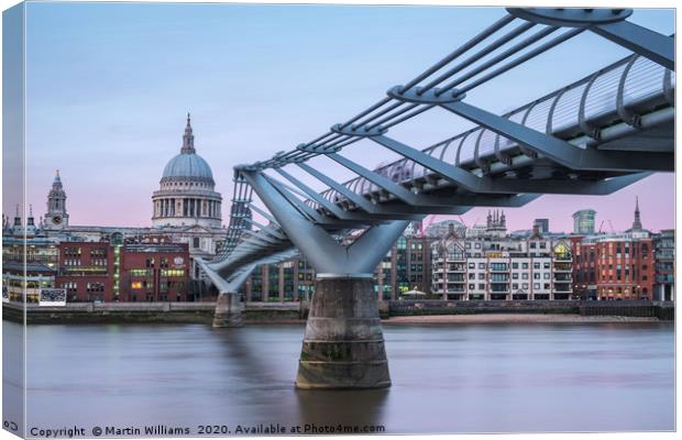 Evening at Millennium Bridge, London Canvas Print by Martin Williams