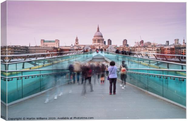 Tourist at millennium bridge London Canvas Print by Martin Williams