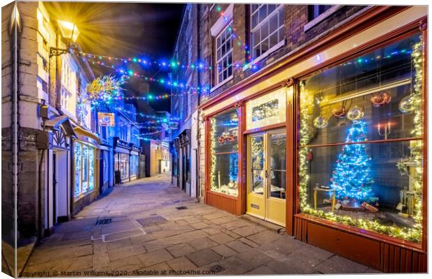Whitby, Christmas at Grape Lane, Canvas Print by Martin Williams