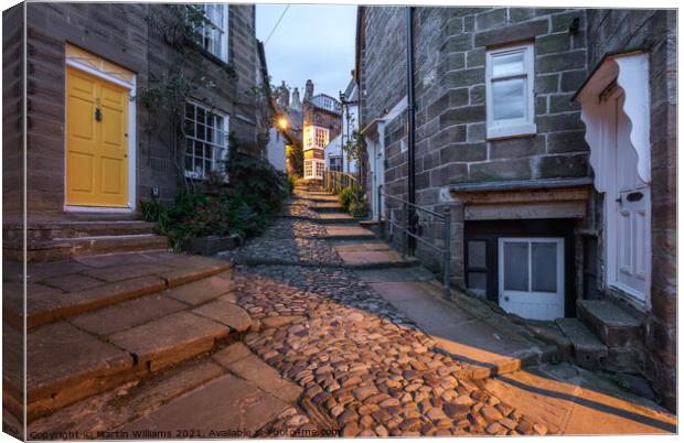 Robin Hood's Bay alleyways, the openings Canvas Print by Martin Williams