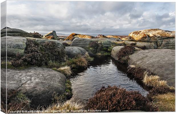 Stanage Edge Rock Pools Canvas Print by mhfore Photography