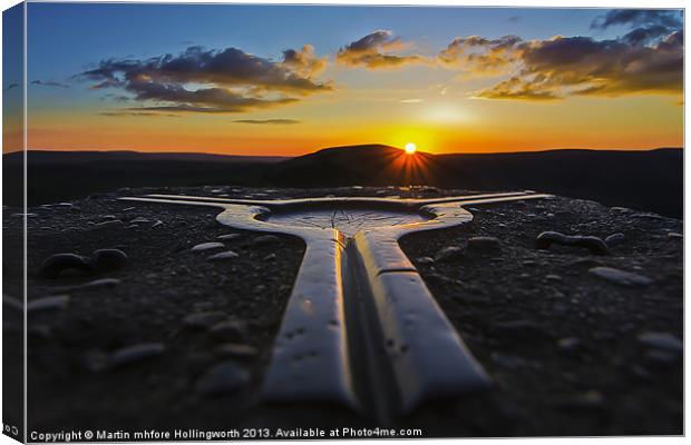 Mam Tor, Trigpoint Sunset Canvas Print by mhfore Photography