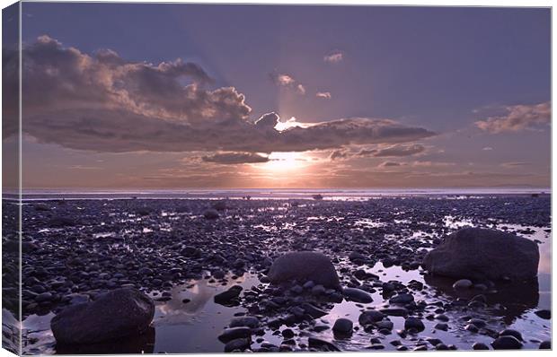 Sunset over the Solway Canvas Print by Cheryl Quine