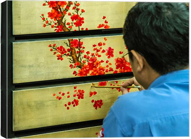 Vietnamese Lacquer Painter Canvas Print by Mark Llewellyn