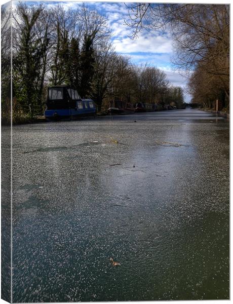 Frozen Canal, Kintbury, Berkshire, England, UK Canvas Print by Mark Llewellyn