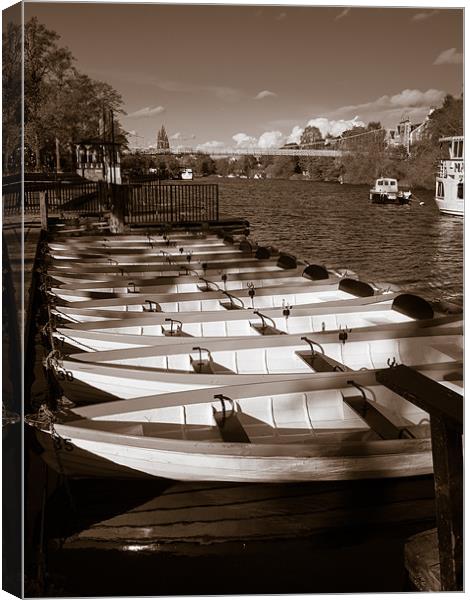 Rowing Boats, River Dee, Chester, England, UK Canvas Print by Mark Llewellyn