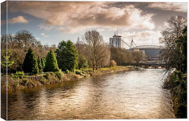 Storm over the Taff, Cardiff, Wales, UK Canvas Print by Mark Llewellyn