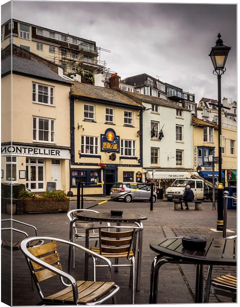 Harbour Cafe, Brixham, England, UK Canvas Print by Mark Llewellyn