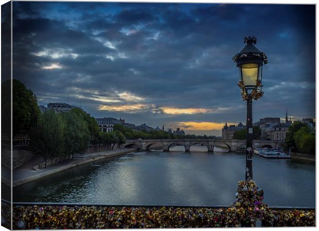 Pont des Arts Sunrise, Paris, France Canvas Print by Mark Llewellyn