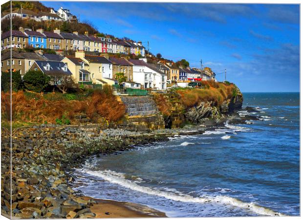 Sea Front Cottages, New Quay, Ceredigion, Wales, U Canvas Print by Mark Llewellyn