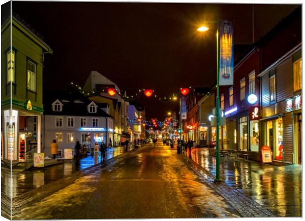 Christmas Shopping, Tromso, Norway Canvas Print by Mark Llewellyn