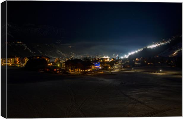 Night Slalom, Schladming, Austria Canvas Print by Mark Llewellyn