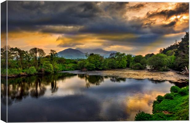 River Laune Sunset, Killarney, Ireland Canvas Print by Mark Llewellyn