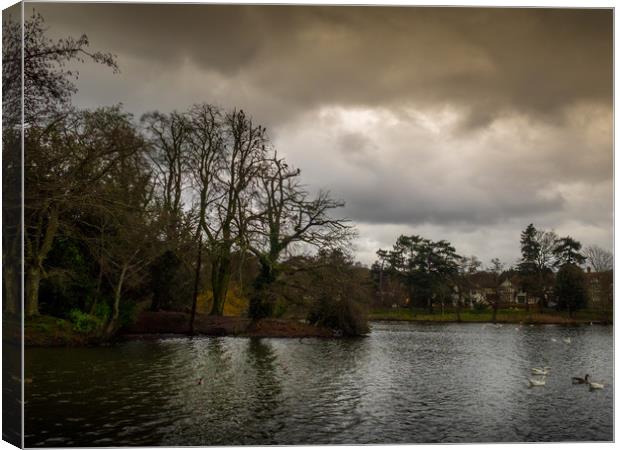 Roath Park Storm Clouds, Cardiff, Wales, UK Canvas Print by Mark Llewellyn