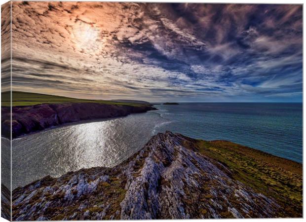 Clouds Over Mwnt Bay, Ceredigion, Wales, UK Canvas Print by Mark Llewellyn
