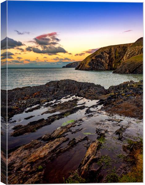 Ceibwr Bay Sunset, Pembrokeshire, Wales, UK Canvas Print by Mark Llewellyn
