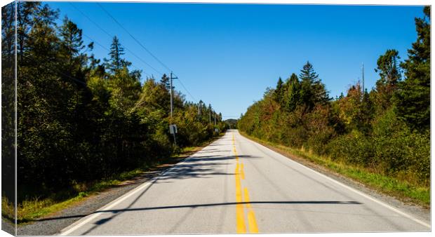 Quiet Highway, Nova Scotia, Canada Canvas Print by Mark Llewellyn